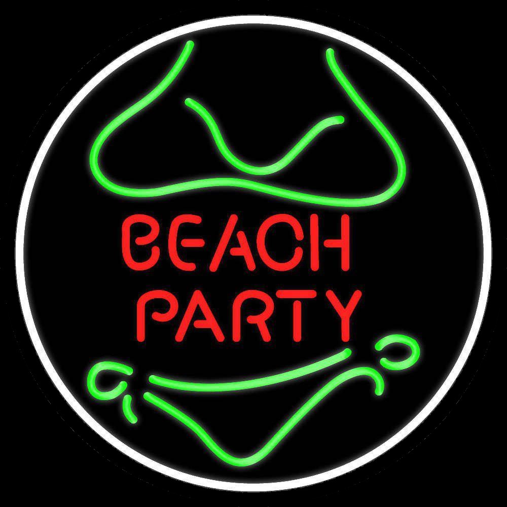 Beach Party Round Neon Sign